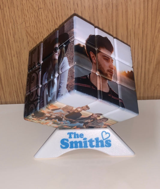 5.7x5.7cm Personalised Photo Puzzle Cube with Personalised Stand , Add up to 6 Photos, Perfect Gift for all Occasions