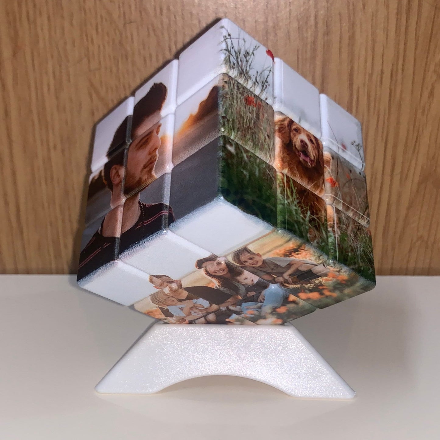 5.7x5.7cm Personalised Photo Puzzle Cube with Personalised Stand , Add up to 6 Photos, Perfect Gift for all Occasions