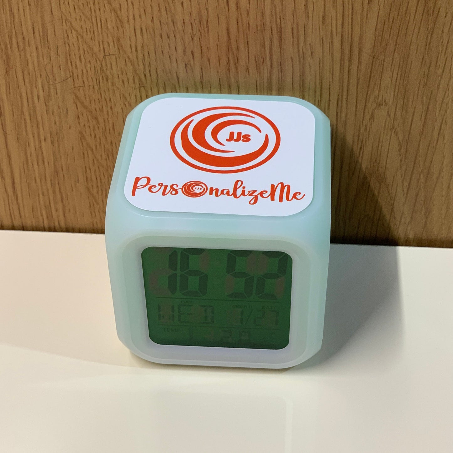 Personalised Colour Changing Bedside Clock, Add Up To Three Photos