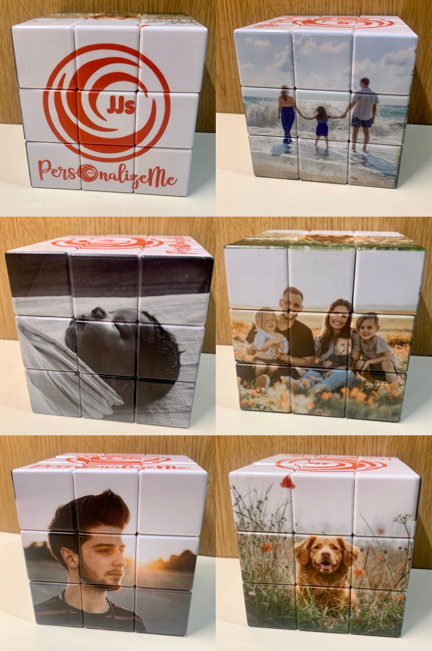 10x10cm Personalised Photo Puzzle Cube with Personalised Stand , Add up to 6 Photos, Perfect Gift for all Occasions