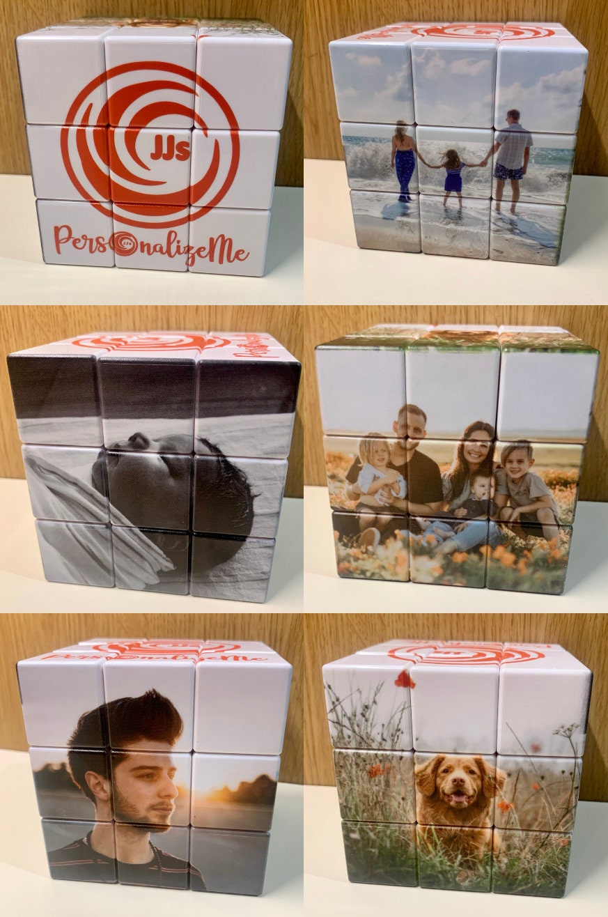 10x10cm Personalised Photo Cube with Personalised Stand , Add up to 6 Photos, Perfect Gift for all Occasions