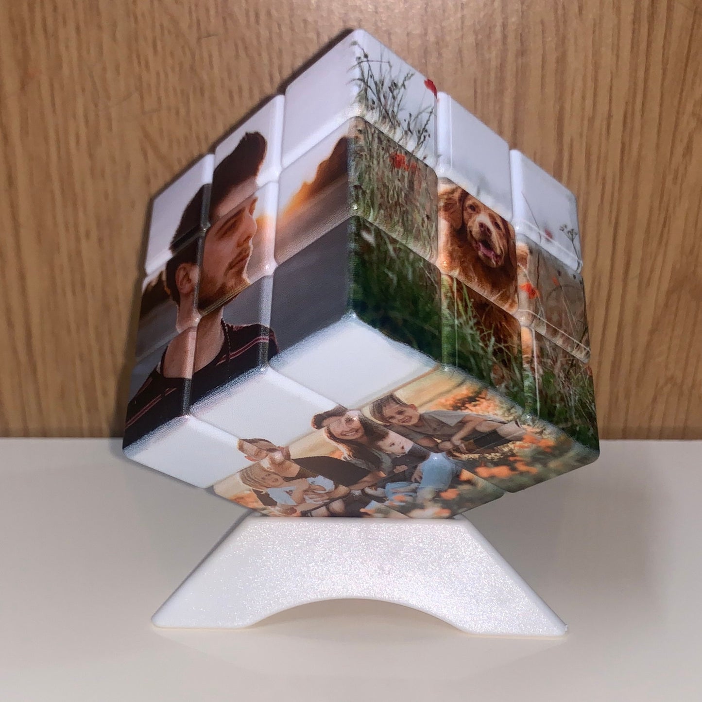 7x7cm Personalised Photo Cube with Personalised Stand , Add up to 6 Photos, Perfect Gift for all Occasions