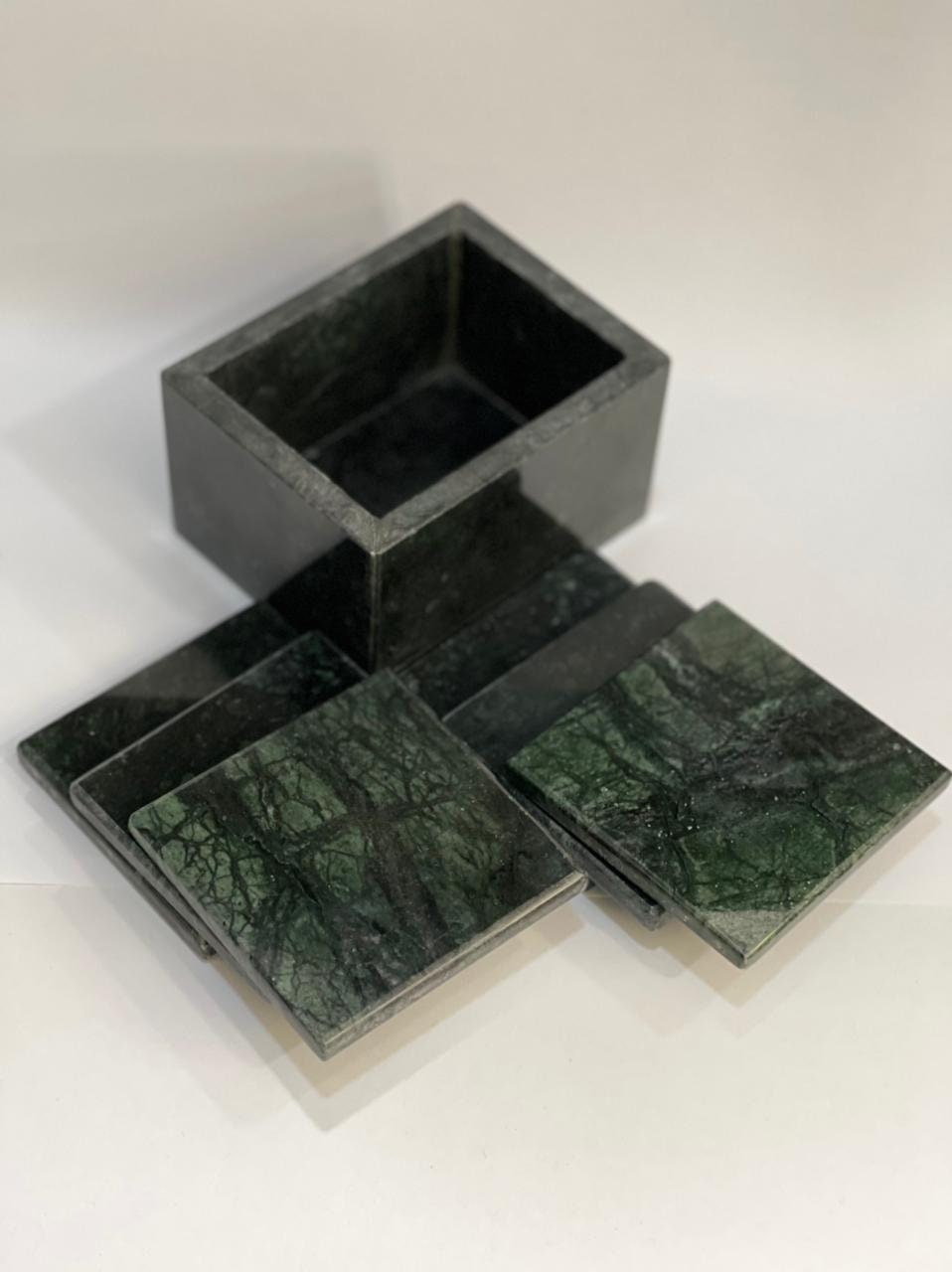 Authentic, Handcrafted Marble Coasters with a Marble Holder, Set of 6 Marble Coaster with Holder, Comes in a Bespoke Gift Box