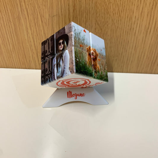 5x5cm, 2x2x2 Block, Personalised Photo Cube with Personalised Stand, Add up to 6 photos